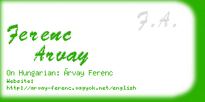 ferenc arvay business card