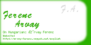 ferenc arvay business card